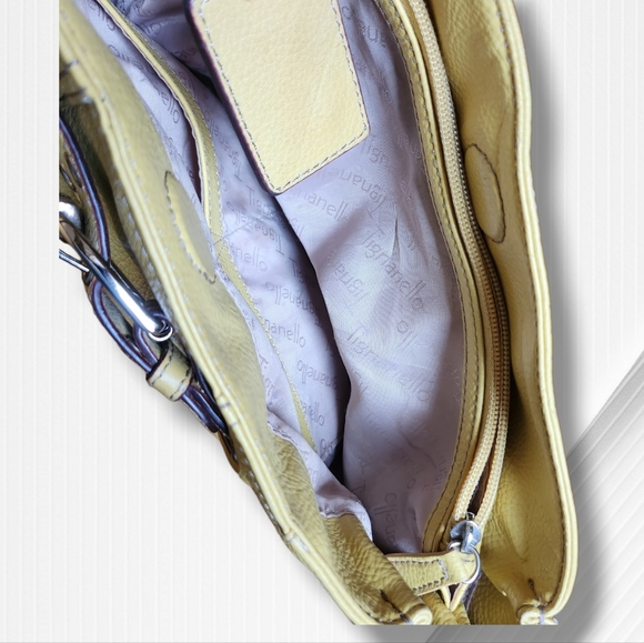 **TIGNANELLO** yellow leather shoulder bag with built-in wallet. - Picture 4 of 14